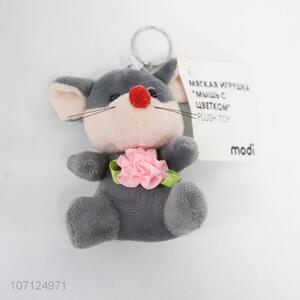 Good quality grey stuffed mouse plush toy women bag pendants