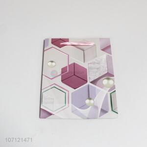 Creative design geometric pattern paper gift bag with handles