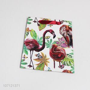 Hot selling luxury exquisite flamingo pattern paper gift bags