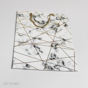 Creative design marble geometric pattern paper gift bag with handles