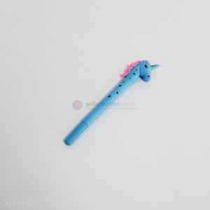 Hot sale school supplies cartoon unicorn design plastic gel ink pen