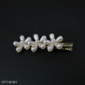 Unique design flowers shaped pearl hair clip exquisite headwear
