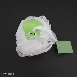 Good quality cartoon frog design mesh sponge ball kids shower ball