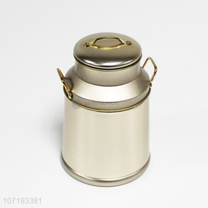 Premium quality portable metal milk can with lid and handle tinplate box