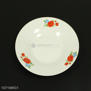 Factory wholesale exquisite round decal ceramic plate porcelain plates