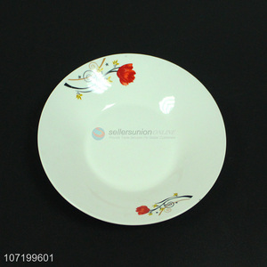 Low price round flower pattern ceramic plates ceramic dishes