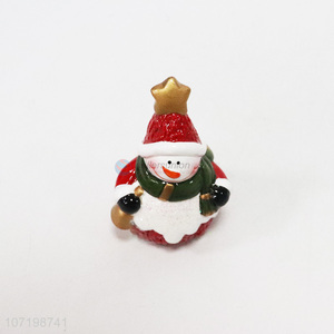 OEM home table decoration ceramic Christmas snowman figurines ceramic crafts