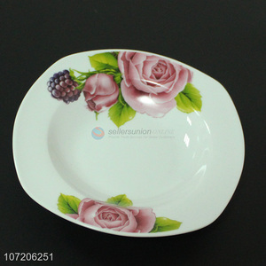 陶瓷盘Fashion Flower Pattern Ceramic Plate Cheap Tableware