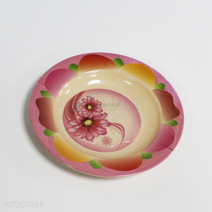 Competitive price flower prited round melamine dinner plate for home use
