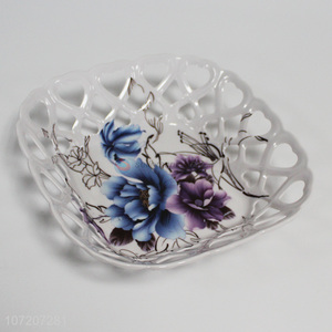 Unique design flower printed hollowed-out melamine fruit plate fashion melamine ware