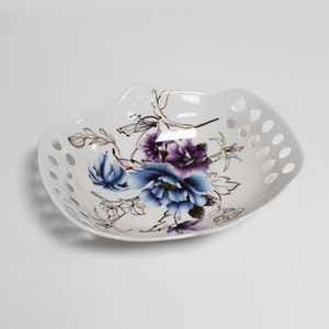 Suitable price flower printed hollowed-out melamine fruit plate fashion melamine ware