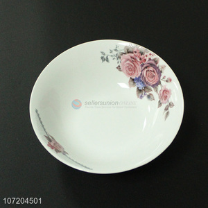 Wholesale Fashion Tableware Flowers Printed Round Ceramic Bowl