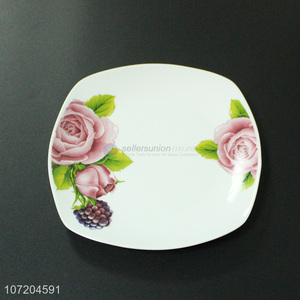 Unique Design Flower Pattern Ceramic Plate Cheap Tableware