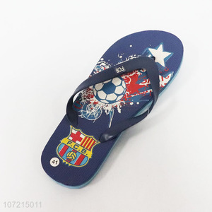 Promotional popular soccer ball printed men EVA flip flops men slippers