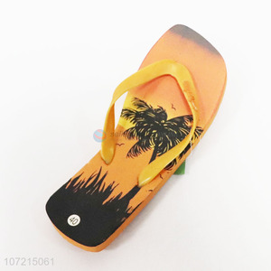 Factory supply coconut tree printed men EVA flip flops men slippers