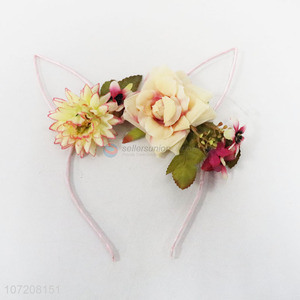 Good Quality Rabbit Ear Artificial Flower Hair Hoop