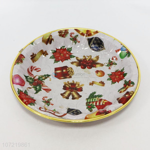 Wholesale round Christmas plastic fruit plate food serving tray