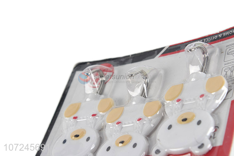 Unique design cartoon bear plastic sticky hooks coat hook