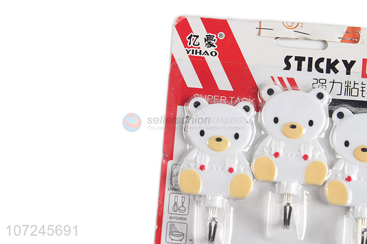 Unique design cartoon bear plastic sticky hooks coat hook