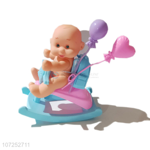 Unique Design Vinyl Cute Baby Doll Toy Set With Rocking Chair