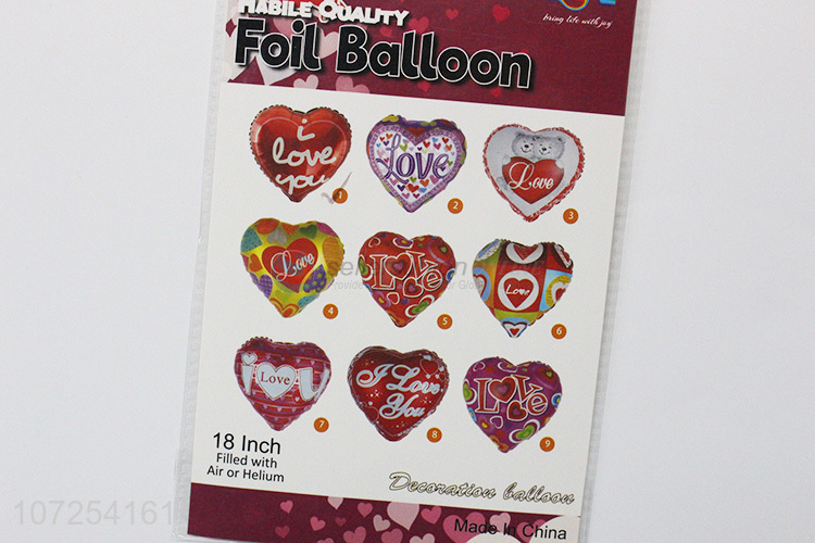 Good quality wedding party supplies heart shape aluminum foil balloon