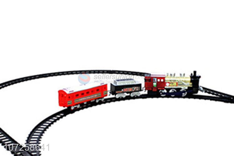 New design electric battery operated mini plastic smoke train set