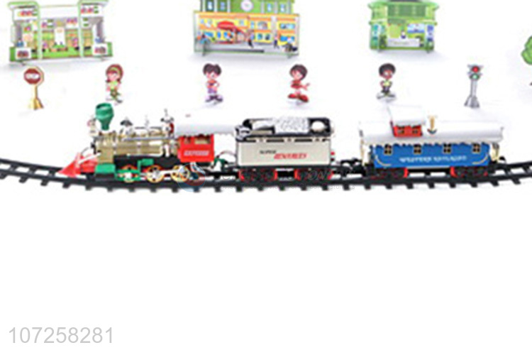 Professional supply electric battery operated mini plastic smoke train set