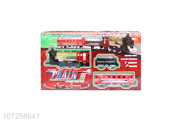 New design electric battery operated mini plastic smoke train set