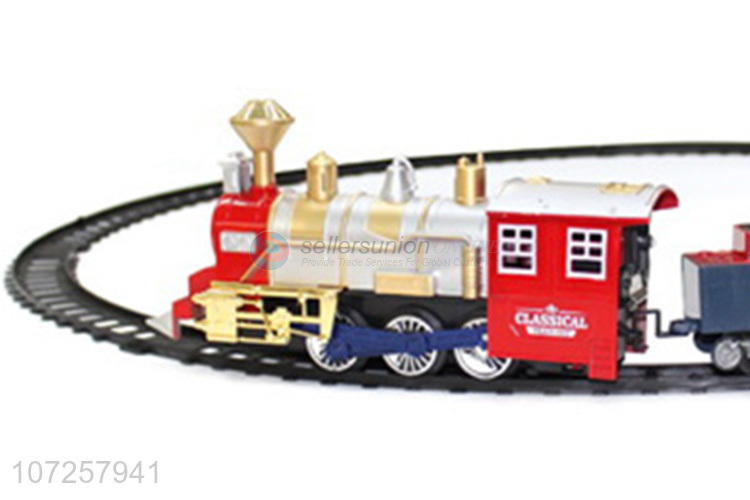 Suitable price battery operated plastic train railway set slot toys