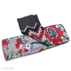 Fashion Flower Pattern Decorative Thin Scarf For Women