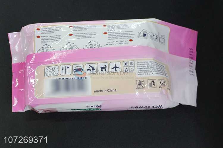 Factory Sell 80Pcs Soft Baby Wipes Cleaning Use Safty Wet Towels