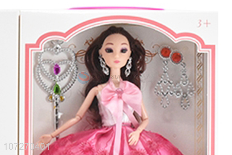 Wholesale price 11.5 inch solid body girl doll wedding dress doll with magic wand and accessories