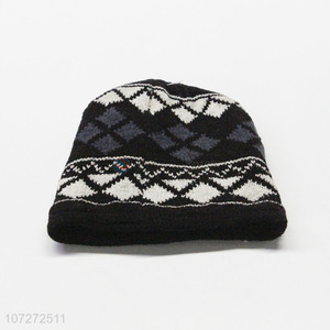 Premium quality men winter warm beanie hat jacquard knitting cap