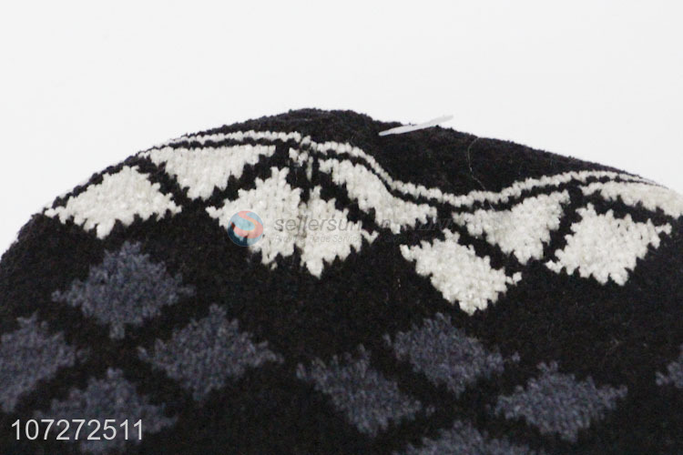 Premium quality men winter warm beanie hat jacquard knitting cap