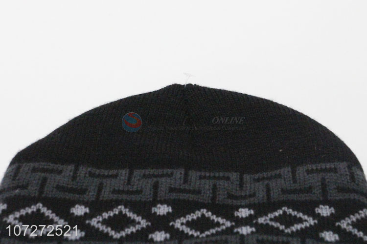 China supplier men winter knitted hat letters jacquard beanie hat