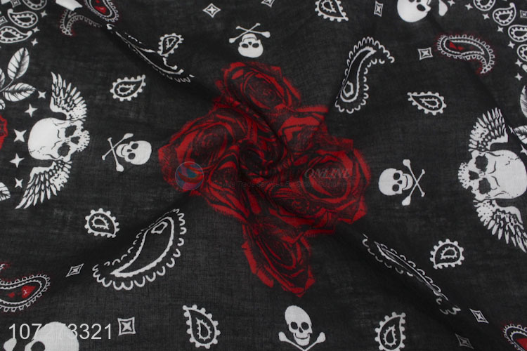 China supplier fashion skull printed face shield cotton square bandana