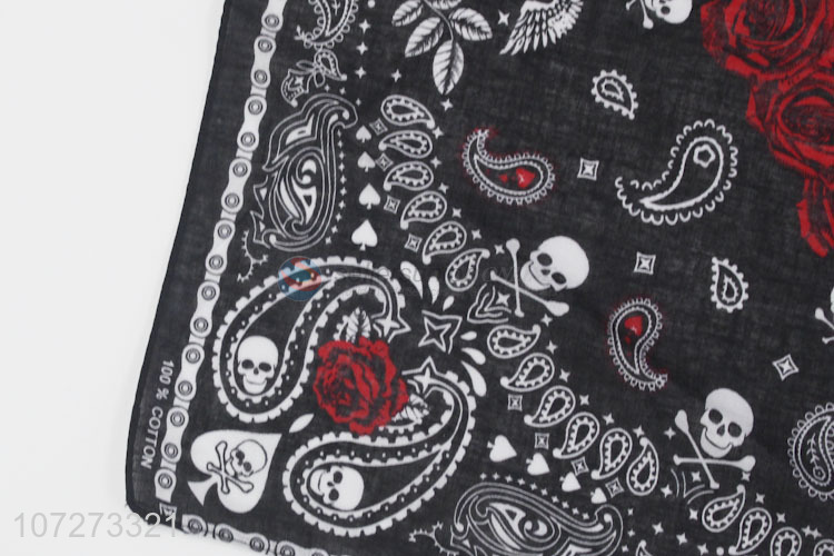 China supplier fashion skull printed face shield cotton square bandana