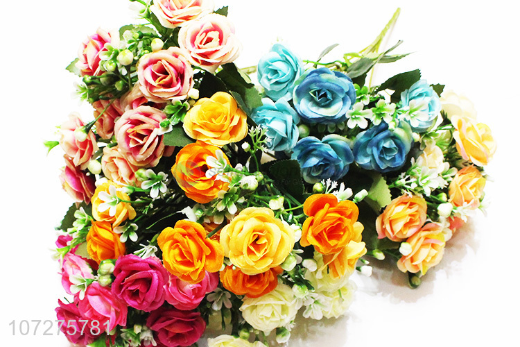 High Quality 10 Heads Small Rose Fashion Silk Cloth Flower