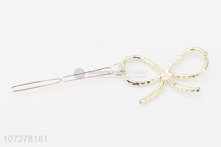 Good Quality Bowknot Shape Pearls Hairpin Frog Buckle Clip