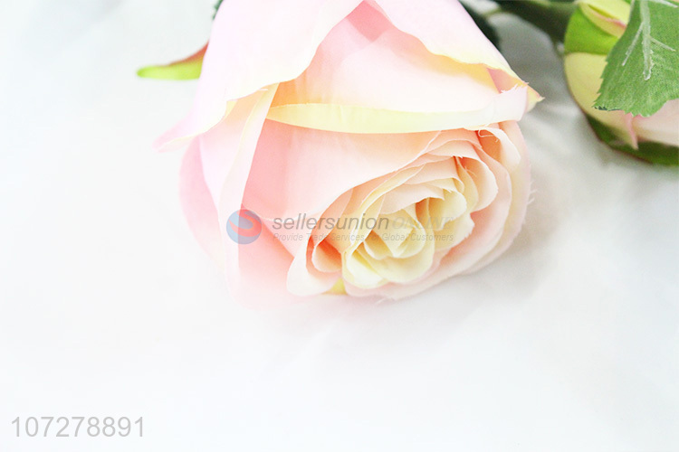 Good market 3 heads artificial rose flower cloth flowers decorative bouquet