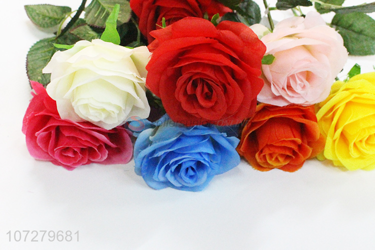 Competitive price decorative 3 heads rose flower silk cloth flower