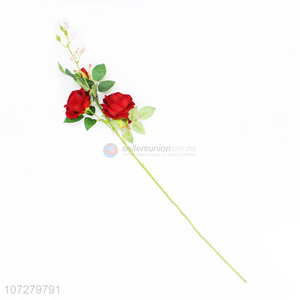 Promotional products 3 heads artificial rose beautiful silk cloth flowers