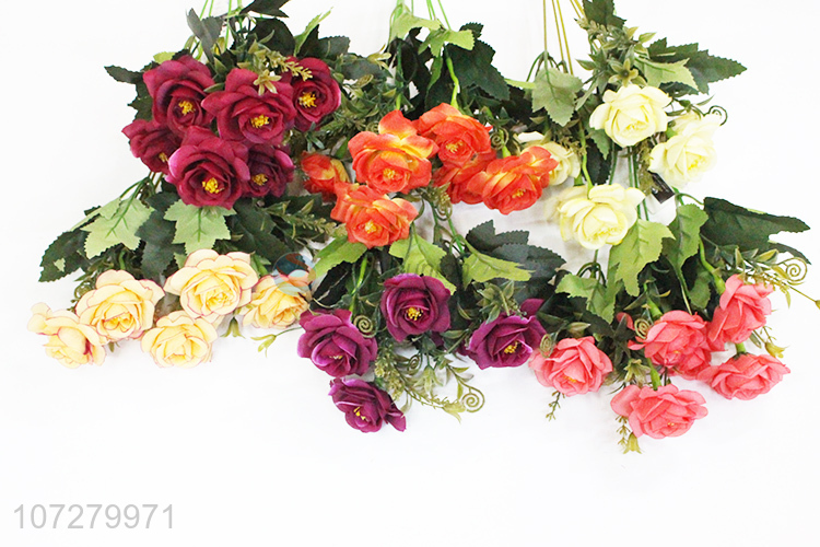 Top supplier 6 heads artificial rose beautiful silk cloth flowers