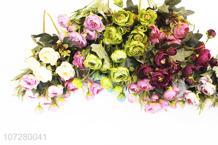 Top manufacturer decorative bouquet 6 heads false rose silk cloth flower