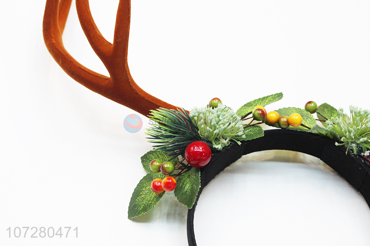 Factory Sales Christmas Flower Deer Antler Holiday Party Hairband Head Band