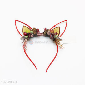 Hot Selling Girls Artificial Flower Cat Ears Hairband Hair Clasp