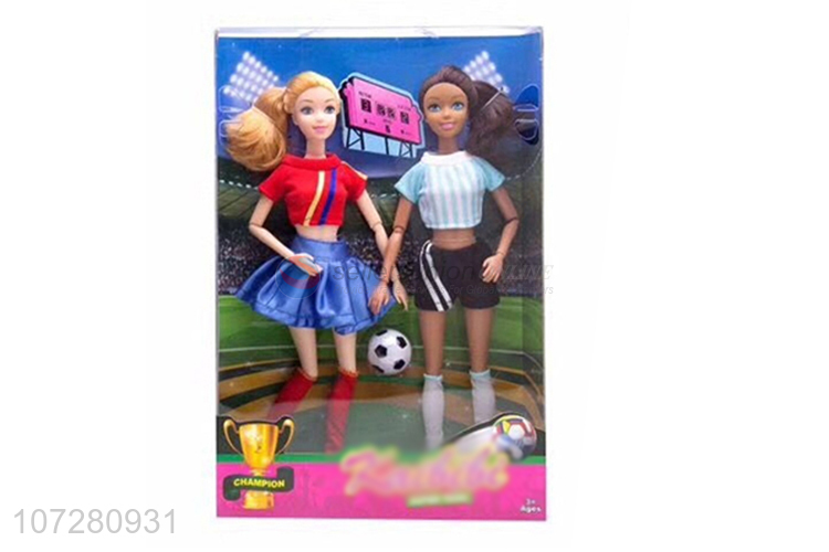 High Quality 12 Joints Solid Body Soccer Girls Doll Set Toy