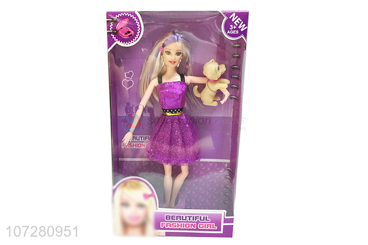 Fashion Solid Body Beauty Girl Doll With Pet Set