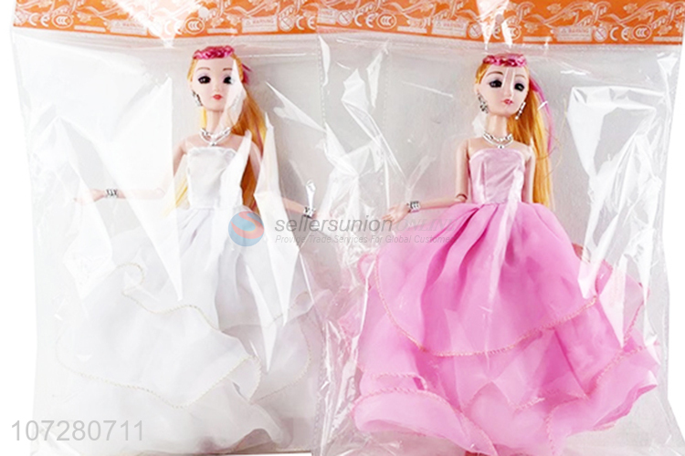 New Design Solid Body 12 Joints 3D Eyeball Wedding Dress Girl Doll