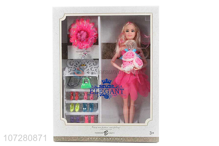 Top Quality 11 Joints Solid Body Beauty Girl Doll With Accessories Set